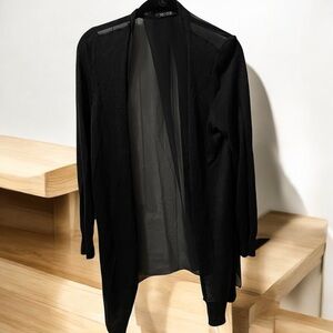 Nic & Zoe Womens Silk Sheer Shaw Top Size S-M Black Lightweight Silk/Rayon/Nylon